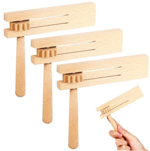 BESPORTBLE 3piezas Matraca De Madera Instrumento Orff Seguridad Infantil Juguetes De Ritmo para Niño Niña y Niñas Reuniones y Fiestas