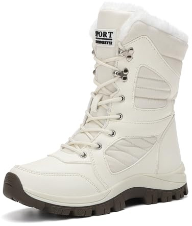 Generisch Bottes d'hiver pour femme - Baskets d'extérieur doublées à tige haute - Bottes de randonnée imperméables pour le froid et la neige - Avec semelle antidérapante - Pour l'automne et l'hiver