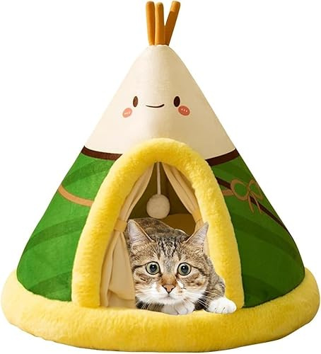 BANTASE Cat Cave, Bed, Washable Sleeping Place For Cats, Cute Plush Pet Head Pillow, House, Cushion(B,Medium)
