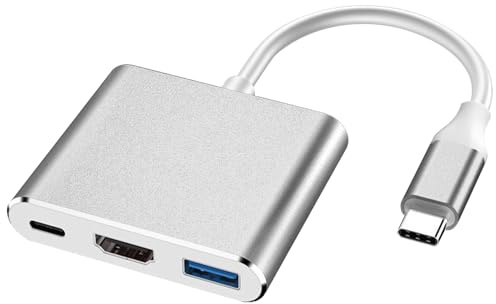 GSGFUIS Adaptador USB C a HDMI 3 en 1, USB 3.0 Tipo C a HDMI 4K Multipuerto AV, adaptador HDMI Tipo C HUB para S8+/S9+/proyector/monitor