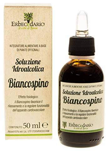 Erbecedario - Biancospino Tintura Madre in Gocce, Integratore per dormire Favorisce Rilassamento corporeo, Riposo Notturno e La Funzionalità Dell'Apparato Cardiocircolatorio, 1 Flacone 50ml