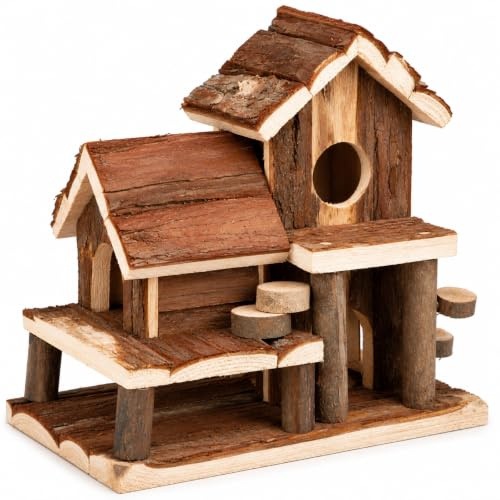 Pet Ting Natural Living Birte Wood Hamster Mouse House Mansion Cage Wooden Home