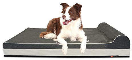 Laifug Orthopedic Dog Beds for Large Dogs,4.5 Memory Foam Dog Beds,Durable Water Proof Liner Removable and Washable, Nonskid Bottom, Grey 46x28x8