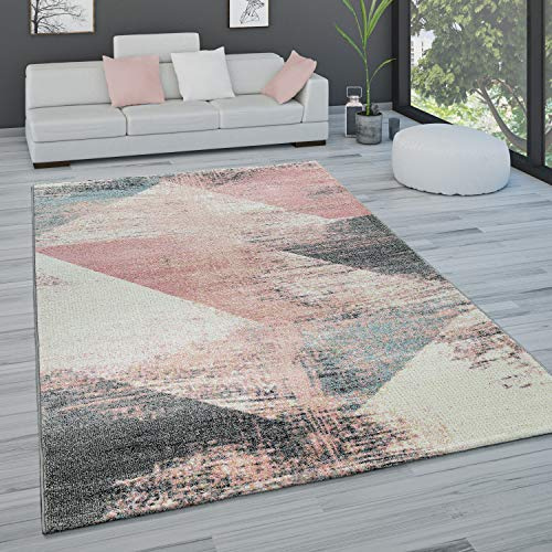 Paco Home Tappeto Salotto Moderno Pelo Corto Pastello Vintage Astratto Diversi Stili, Dimensione:60x100 cm, Colore:Multicolore