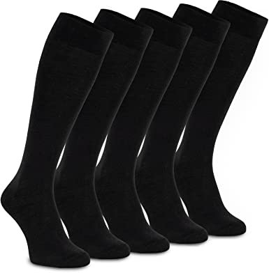 OCERA 5 Paar Kniestrümpfe für Damen & Herren (unisex) in Schwarz 35/38