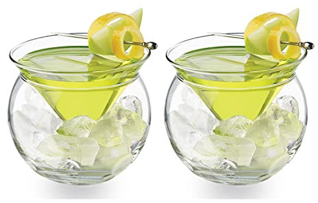 BELUAPI Lot de 2 verres à martini universels en verre transparent, avec refroidisseur, 150 ml et 260 ml, pour martini, vin, liqueur, cocktail, serveur à caviar, bar, fête, mariage