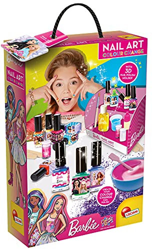 Liscianigiochi 47306 Barbie Estudio uñas juguete, Juegos de crear pintauñas, Esmaltes mágicos, Incluye accesorios, Purpurina, Pegatinas, Manual de instrucciones, A partir de 5 años