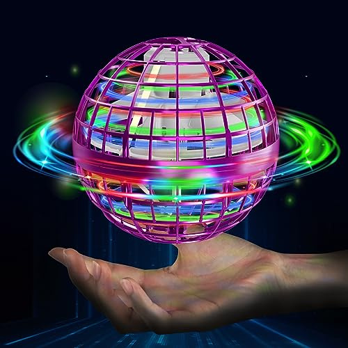 semai Flying Orb Ball Toys, Hover Boomerang Ball for Kids Adult, Flying Spinner Mini Drone With 360° Rotating RGB Light, UFO Smart Sensor Fly Orbi Ball Toy Gifts for Boys Girls - Pink