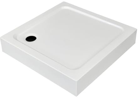 Aloni® Duschtasse 80x80x15 cm | viereckige Duschwanne aus Sanitäracryl, 15 cm hoch | Acryl Weiß | kratzfest & temperaturbeständig | inkl. Wannenfüße & Seitenleiste | ideal für Eckdusche