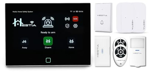 HESTIA 7 Inch HD Ultimate Smart Home Security Bundle, No Monthly Fee Wireless Alarm, Home Alarm PIR Motion Sensor, Door Alarm, Window Sensor, Touch Screen House Security System Work with Alexa, Google