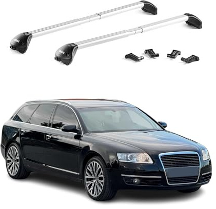 OMAC Barres de Toit transversales pour Audi A6 Break 2005-2025 Alu Gris 2X