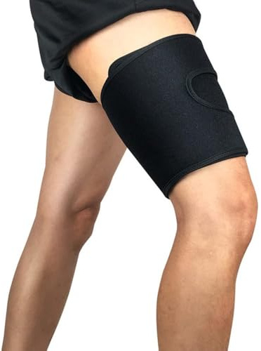 TTPSRY Musleras de Compresión Deportiva Ajustable y Transpirable Soporte para Muslos Musleras Elásticas para Calambres y Contracturas Musculares para Correr(Negro L)