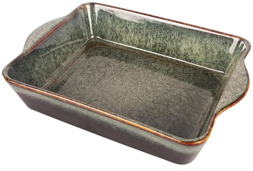 jinsongdafa Ceramic 30.8 CM Casserole Baking Dish with Handles, (2 L) Deep Rectangular Au Gratin Dishes, Lasagna Pan Bakeware, Food Preserve Tray, Catering Casserole Dish for Party Style