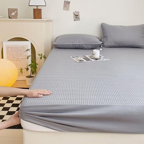 Homxi Spannbetttücher,220 x 200 cm,Betttuch für Hohe Matratzen Baumwolle Einfarbig Bettwäsche mit Einzelbett Grau