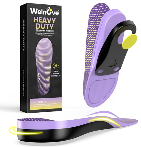 Welnove Solette per fascite plantare, supporto per arco plantare, coppe profonde per tallone, dolore al tallone, piedi piatti, tendinite di Achille, sollievo per sperone e supporto per il piede, XL