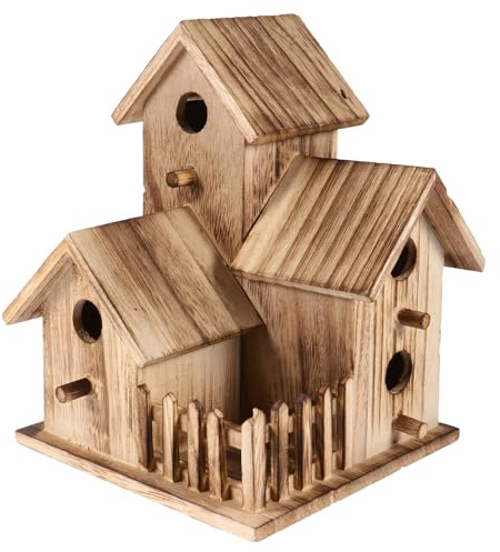 ibasenice Nichoir à Oiseaux en Bois Naturel DIY, Abri Artisanal pour Jardin, Taille Moyenne, Décoration Extérieure, pour Balcon et Fenêtres, Adapté aux Petits Oiseaux et Animaux