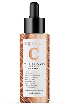 Vitamina C Siero Viso Coreano 100ml con Vitamin C Pura e Acido Ialuronico, Bakuchiol, Tè Verde, Siero Antimacchia Viso Illuminante, Antirughe Donna e Uomo, Skincare, Made In Italy