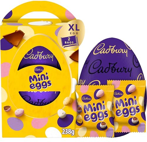 Cadbury Mini Eggs Extra Large Chocolate Easter Egg, Includes 2 Bags, Easter Gift, 238 g (Pack of 1)