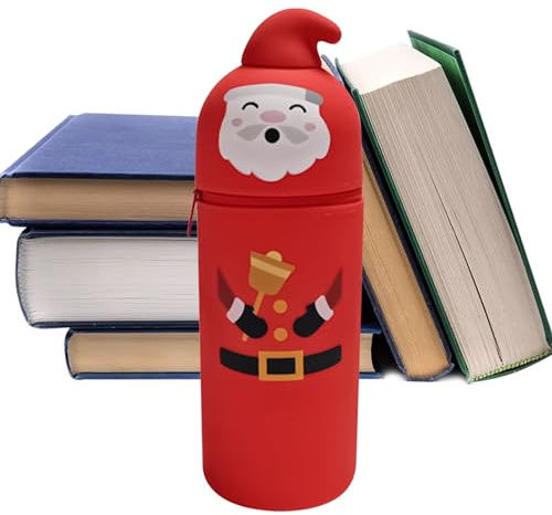 Estuche para lápices de pie, organizador retráctil de silicona para suministros escolares de Navidad, estuche de papelería, bonito estuche para bolígrafos, para estudiantes, profesores, niños, niñas