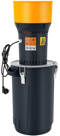 1 000 W elektrisk spannmålskvarn, professionell skrotkvarn med 5 siktar, 19 000 varv/min kornkvarn för vete och majs, 25 l kapacitet med överhettningsskydd, perfekt för jordbrukare och hushåll