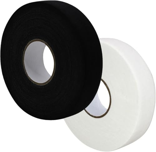 Twinice 2 Rollen Eishockey Schläger Tape 25m x 25mm Hockey Tape Eishockeyschläger Eishockey Tapeband Hockeyschläger für Tennisschläger Badminton (Schwarz + Weiß)