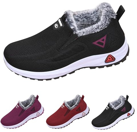 Zapatos Invierno Mujer Zapatillas De Deporte Forrado De Lana Slip On Zapatillas Running Antideslizantes Mujer Correr Jogging Caminar Bambas Gimnasio Fitness AtléTico Tenis Trabajo Sneakers Deportivas