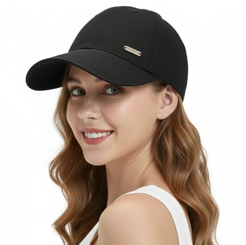 Sombrero de Playa, Sombrero de Verano para Mujer, Sombrero de Pescador, Sombrero Transpirable, ala Ancha, Ideal para Acampar, Viajar, Pescar e IR de Compras (Negro)