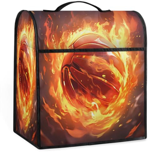 Kitchen Aid Mixer Cover Compatible with 6-8 Quart, Flame Basketball Stand Mixer Cover with 4 Pockets Washable Applicance Dust Cover Fits All Tilt Head & Bowl Lift Models, Easy Cleaning,A-1545