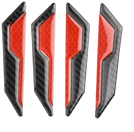 4 tiras protectoras reflectantes para puerta de automóvil para protección de bordes, ribete anticolisión habitual con aspecto de fibra de carbono para seguridad nocturna (rojo)