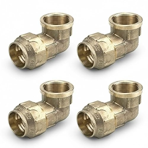Suinga Codo Hembra Laton 32mm x 1'' para Tuberia Polietileno | Pack 4 Codos Rosca Hembra | Accesorio de Fontaneria Roscado | Certificado Aenor | Conexion Rosca Hembra