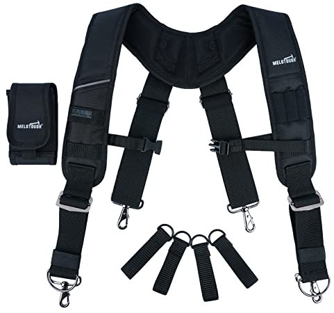 MELOTOUGH Ceintures porte-outils Bretelles de ceinture à outils rembourrées et résistantes pour charpentier, électricien, toiture, fermier, noir, Large