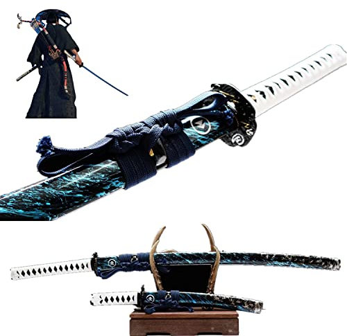 LQSMX sword Ghost of Tsushima Schwert, EIN Satz echter Samuraischwirter Katana Schwert Handgeschmiedeter hoher Manganstahl
