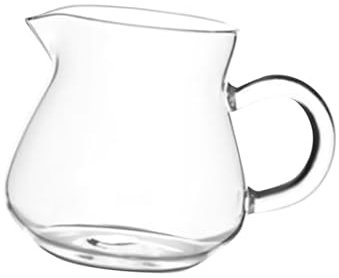 perfk Mini Jarra de café, Jarra de Crema de Vidrio, cristalería con Mango, vertedor de Leche Transparente para té, Espresso, Latte, 250ml 7x5.5x8.3cm
