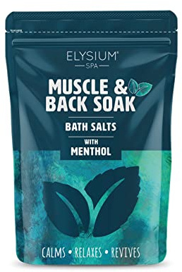 450g Elysium Spa Epsom Salts - Muscle & Back Soak Bath Salts with Menthol - Natural Magnesium Sulphate for Relaxing Muscle Aches