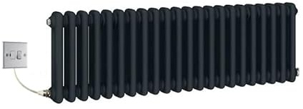 Manissa Electric Anthracite Traditional Column Radiator with PTC Element Old Cast Iron Type School Radiator + 7 Day Timer/Thermostat (2 Column 300mm H x 1010mm W)