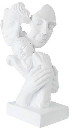 JISADER Famiglia di 3 Statue Ornamento da Tavolo Genitori Bambino Figura Scultura di Arte Astratta per scaffale per Ufficio scaffale scrivania Regalo di, Bianco