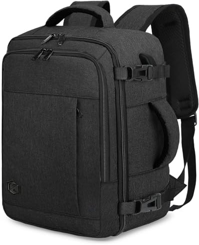 VANKEV Bagage Cabine 40x20x25 Pour Ryanair Sac à Dos Voyage Cabine Avion Bagage à Main Femme Homme 20L Sous Siege Bagage Sac De Voyage Pour Ordinateur Portable 14 Pouces Gris foncé