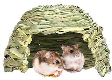 Kaninchen-Grashaus – natürliches Versteck für kleine Haustiere, kaubare Grashütte | Klappbetten, Hasenunterschlupf, tragbares Kaninchenhaus, gemütliches Grasversteck für Hasen, Meerschweinchen und Chi