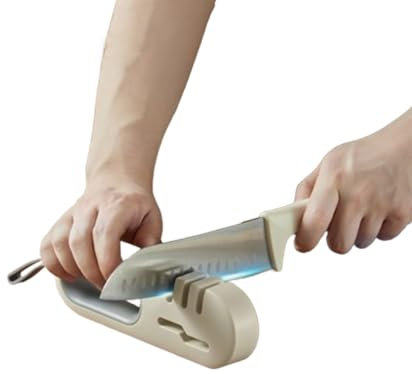 WizLoot Store Affilacoltelli Professionale per Cucina Multifunzione 4 in 1 per Coltelli e Forbici, Impugnatura Ergonomica Antiscivolo, Accessori cucina Essenziali per ogni casa, colore Grigio