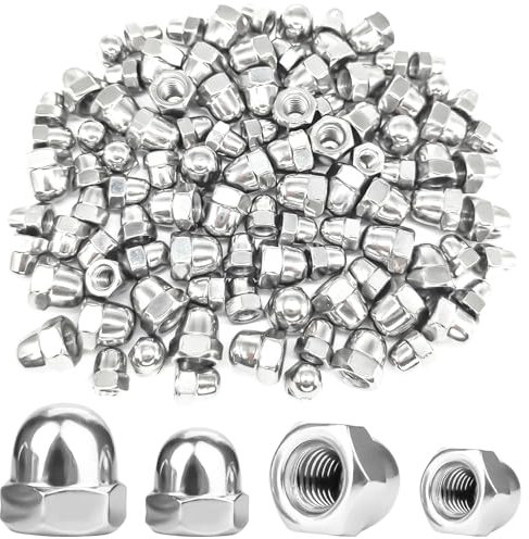 XSHAO® 100 pcs Ecrou Borgne Inox, Cache Ecrou M6/M8 Ecrous Borgne Hexagonal en Acier Inoxydable Écrous à Chape pour Vis, Boulons Filetés & Tiges Filetées