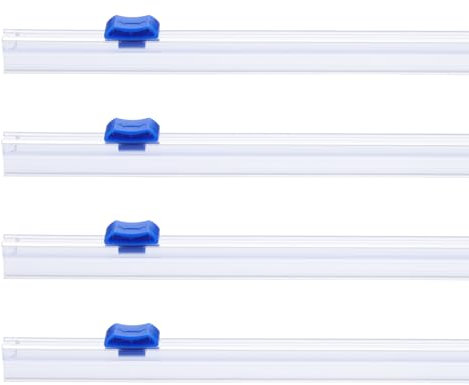 PATIKIL 4pcs Plastic Wrap Cutter, 14in Plastic Wrap Slide Cutter Snap Card Slot Installation Replacement for Aluminum Foil Wax Paper Parchment Paper Wrap Dispenser, Blue