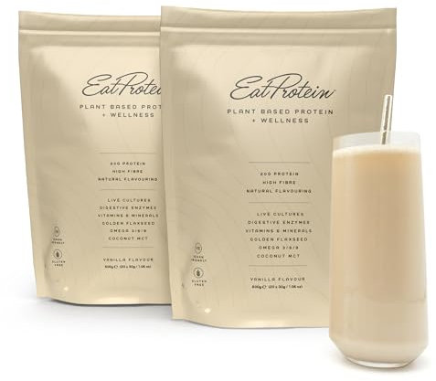 EatProtein Vegan Protein Powder Designed for Women 1200g | 20g Pea Protein with Added Vitamins, Fibre & Live Cultures | Dairy, Lactose, Gluten & Soy Free Plant Based Protein Shake | UK Made | Vanilla