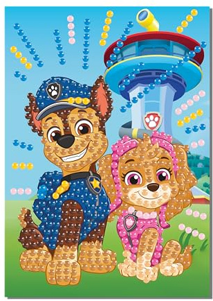 Totum Kit de peinture diamant Paw Patrol avec carte et enveloppe, à partir de 4 ans