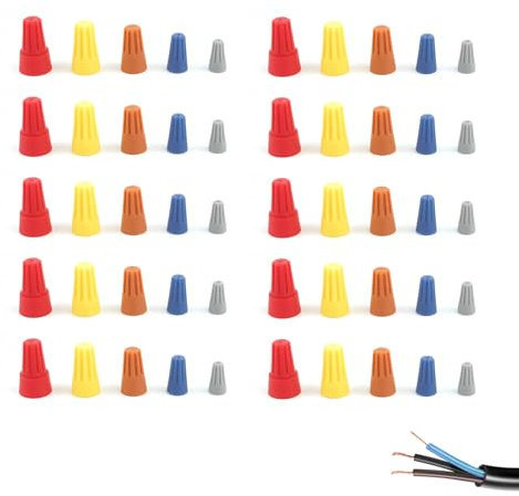 50 Pcs Wire Nuts,Wire Caps,Electric Cable Connectors,Electrical,for Wiring,with Spring Assortment Kit for 10-22 AWG Gauge for Colorful Twist for Quick Connection Screw Terminals