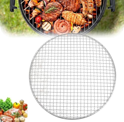 55 cm rostfritt stål grillgaller rund, grillgaller för eldskål, BBQ grillgaller rostfritt stål bakplåt, värmefördelning och enkel rengöring, för camping, trädgård, picknick, enhetlig