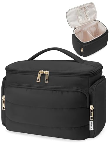 WANDF Neceser de Viaje Grande, Bolso de Maquillaje de Apertura Amplia con Asa, Bolso Cosmético Hinchado para Toallas, Cosméticos, Accesorios y Elementos Esenciales para Mujeres
