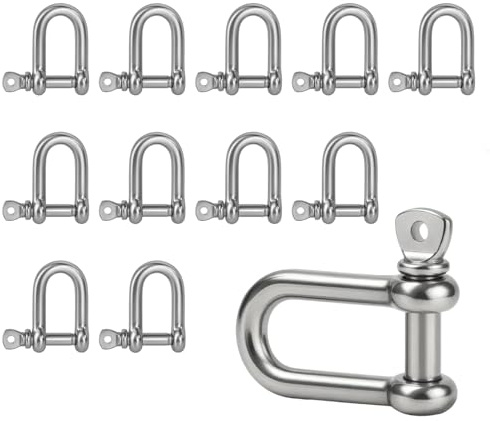 Grillete de Acero Inoxidable M5 en Forma de D, Resistente a la corrosión, de Alta Resistencia, Ideal para Aparejos, Cuerdas de Acero, Cadenas y Fijaciones en Interiores y Exteriores, Anillo 304 D