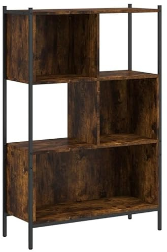Eleganz Estantería de roble ahumado, 72 x 28 x 109 cm, moderno sistema de estanterías de madera y acero para salón, oficina, solución de almacenamiento estable