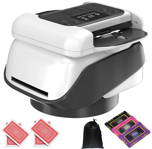 Machine De Mélange De Cartes à 2 Jeux, Mélangeur De Cartes Rechargeable Rotatif à 360 ° Et Machine De Revendeur pour Uno, Cartes De Jeu Blackjack Texas Hold'em, Prend en Charge 8 Joueurs