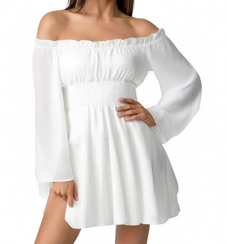 Vestido sin hombros para mujer, talla grande, disfraz de pirata, vestido corto blanco sin tirantes, vestido de fiesta medieval, monocolor, sexy, carnaval, disfraz, minivestido de ocio